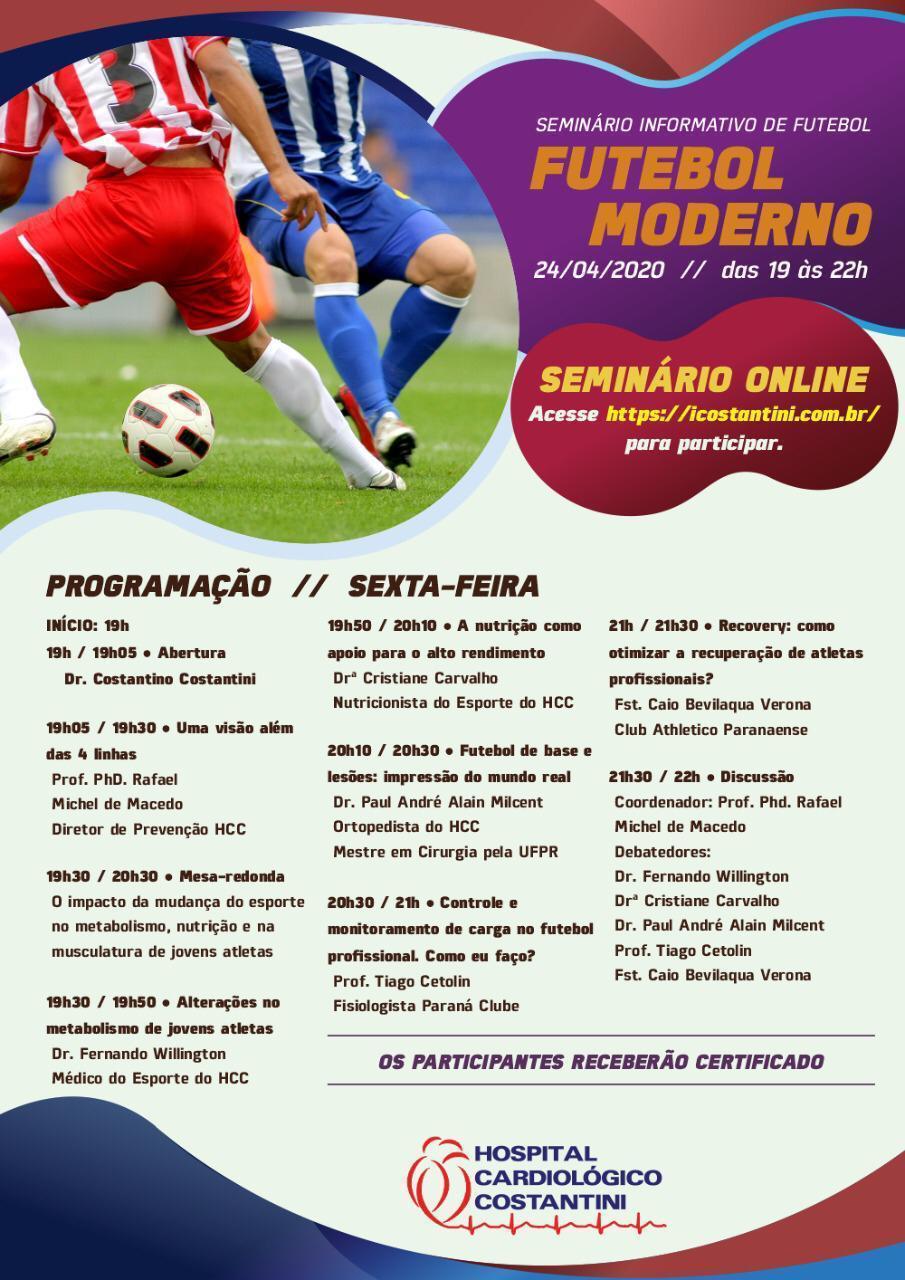 Agenda: Hospital Cardiológico Costantini realiza evento gratuito e online sobre Futebol Moderno