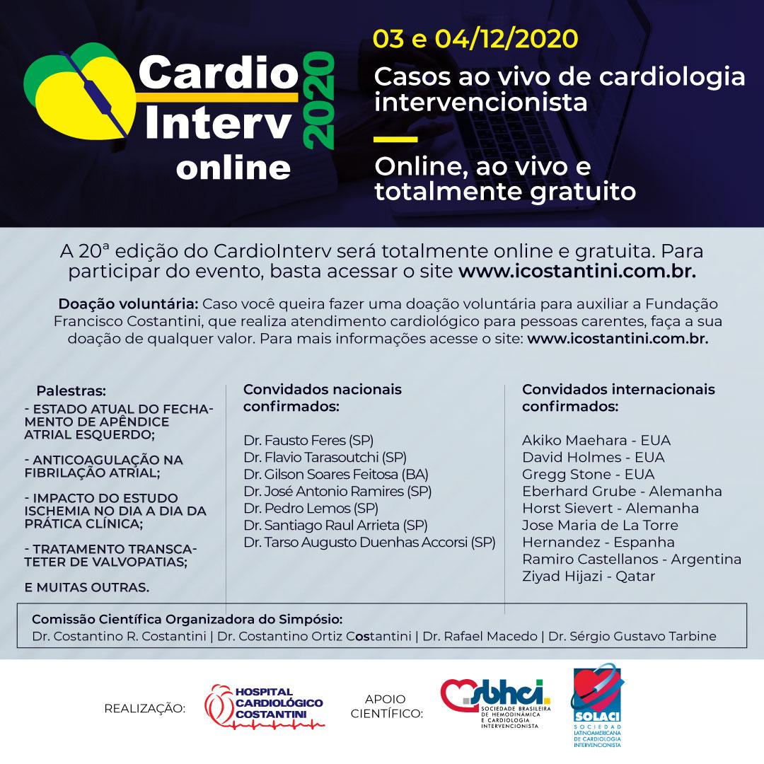 20ª edição do CardioInterv será on-line e gratuita