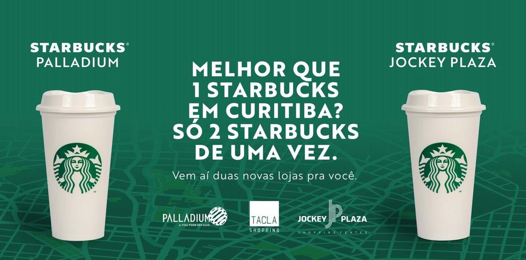 Grupo Tacla anuncia Starbucks nos shoppings Palladium Curitiba e Jockey Plaza